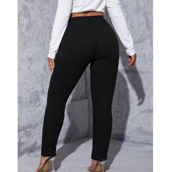Plus size black stretchy split hem pants - Picture 7 of 15